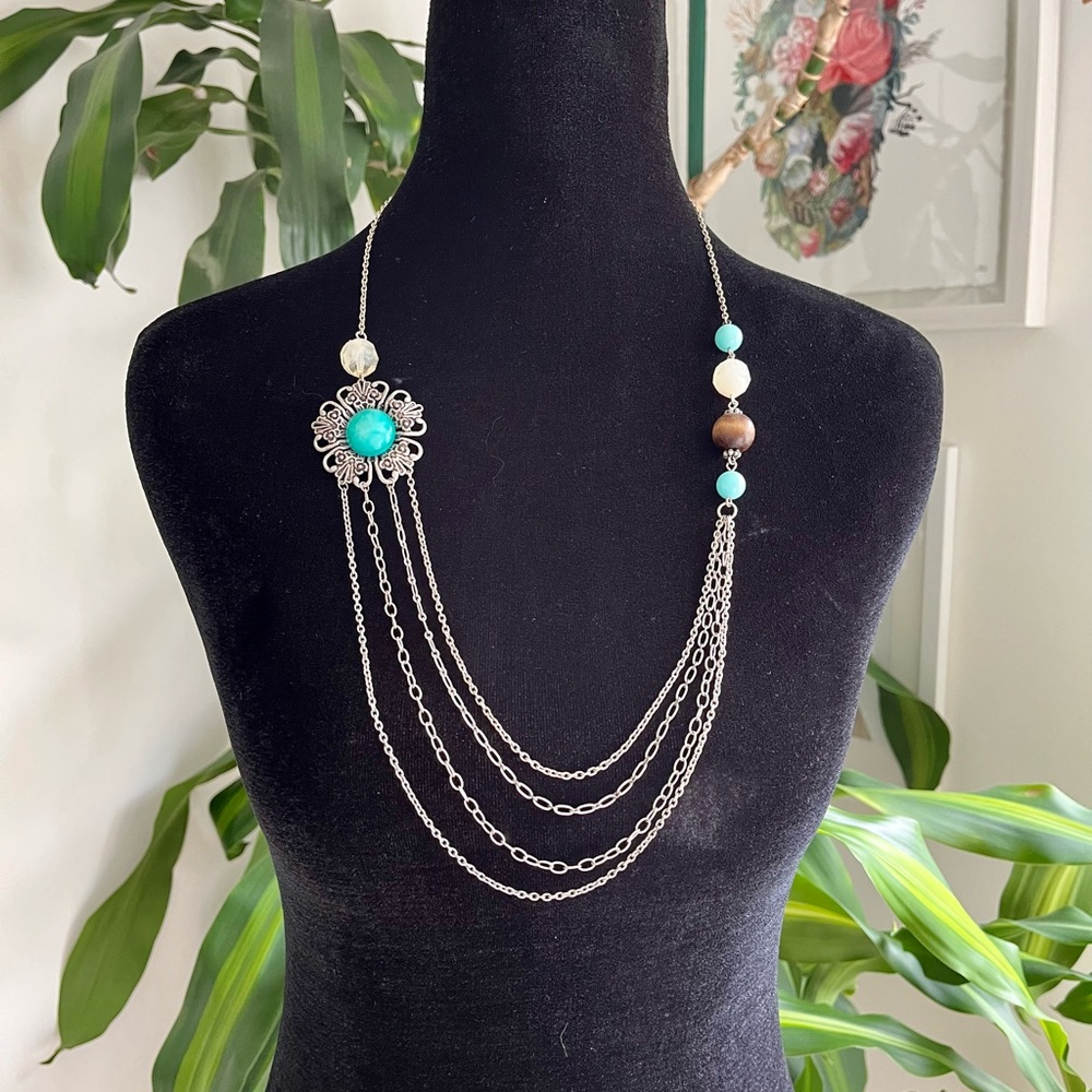 Elegant Silver and Turquoise Necklace